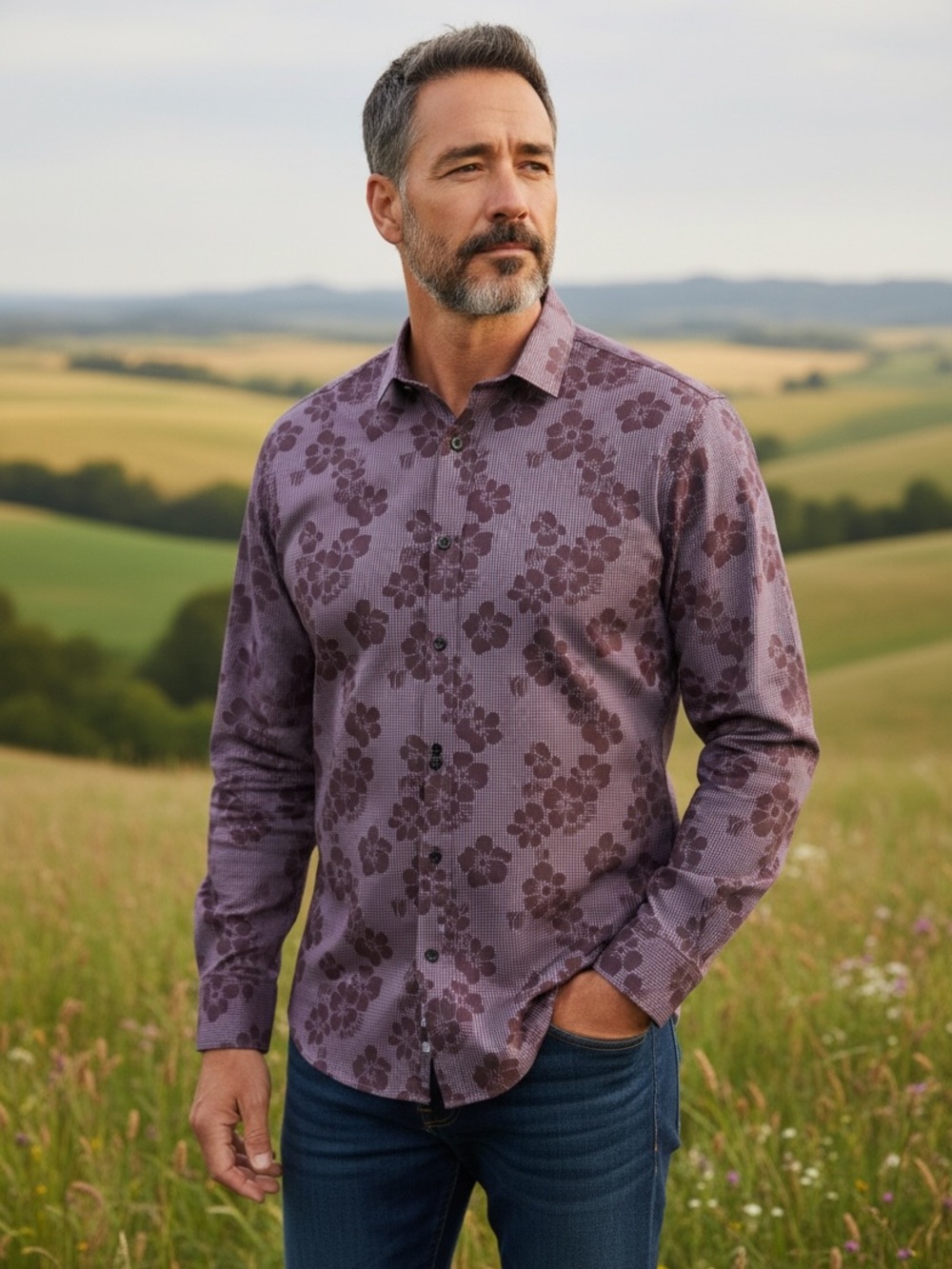 Tommy Bahama Men's Purple Floral Button-Down Shirt